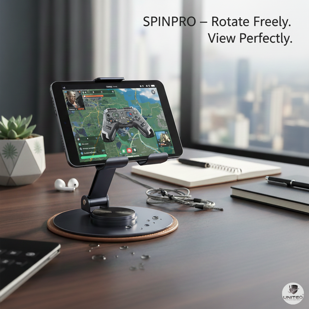 ALVENZA Mobile & Tablet Stand – 360° Rotation & Foldable Design for Easy Use