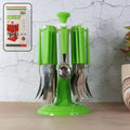 ALVENZA Stainless Steel Cutlery Set – 24 Pieces with Rotating Stand