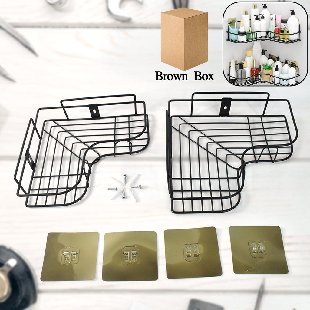 ALVENZA Metal Shower Shelf 2-Pack – Rustproof No-Drill Corner Organizer