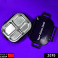 ALVENZA 4 Compartment Lunch Box – Stainless Steel & Transparent | CustomSpot