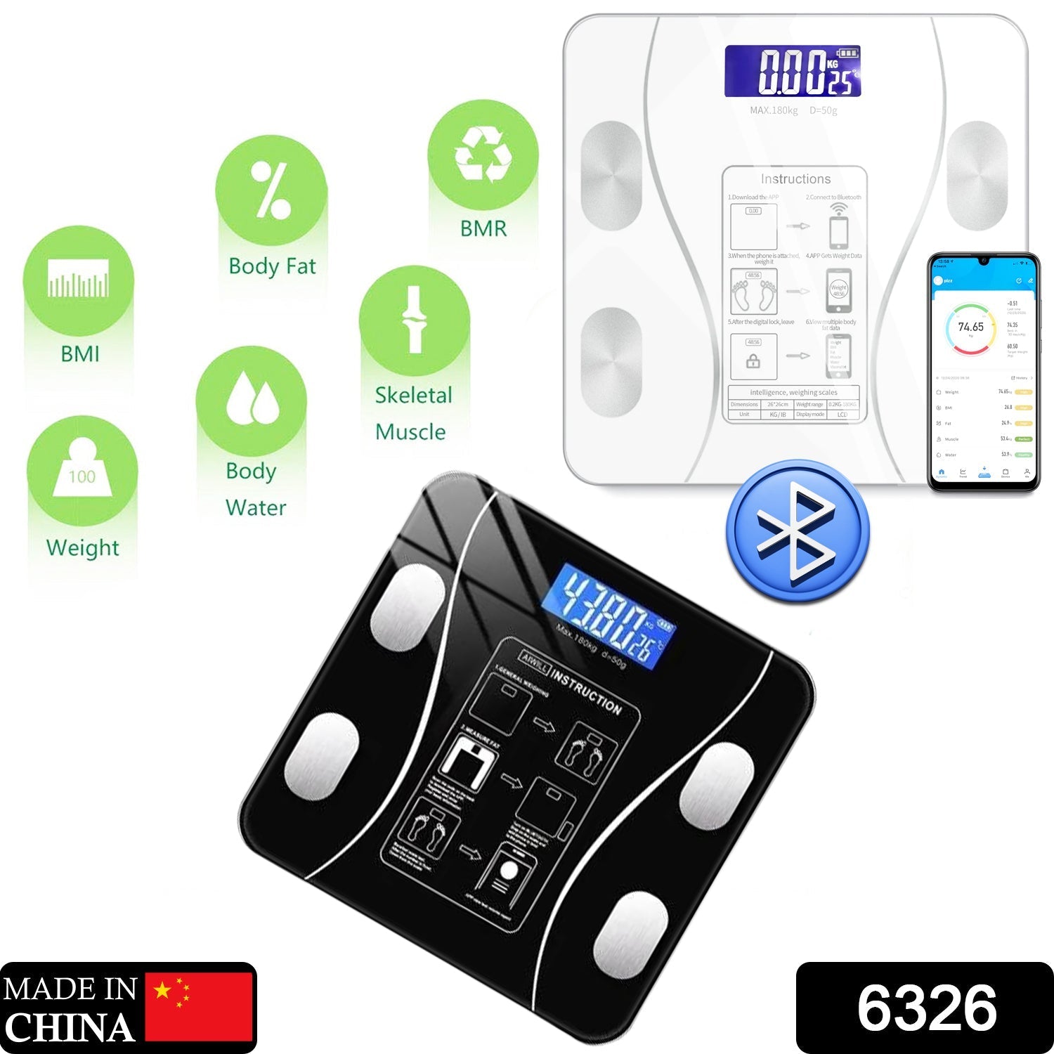 Smart Body Weight Scale – Bluetooth Body Fat & BMI Tracking | VelvaBloom