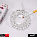 Crystal Glass Ashtray Round Cigar & Cigarette | Styleva - Side View