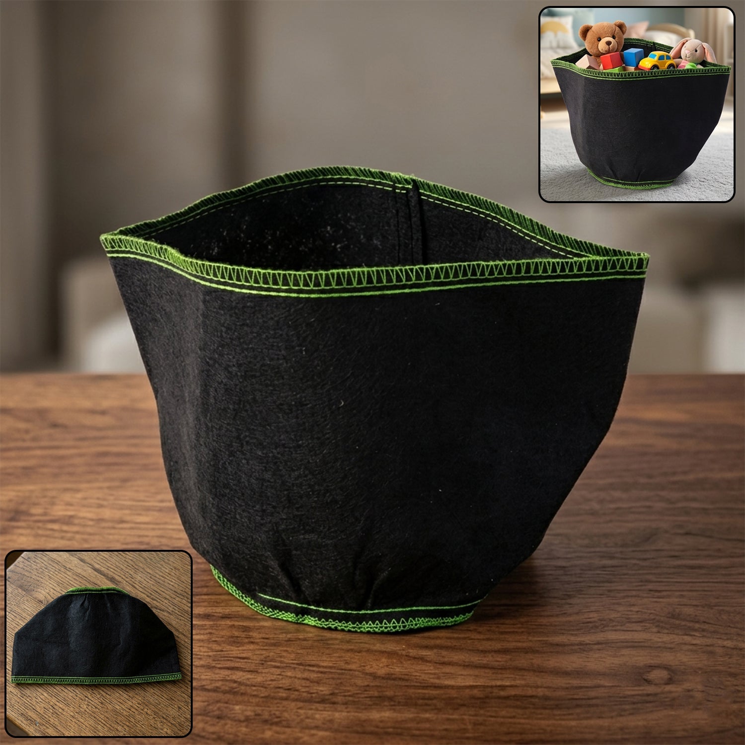 Small Foldable Fabric Storage Box Space-Saving Organizer - Front View