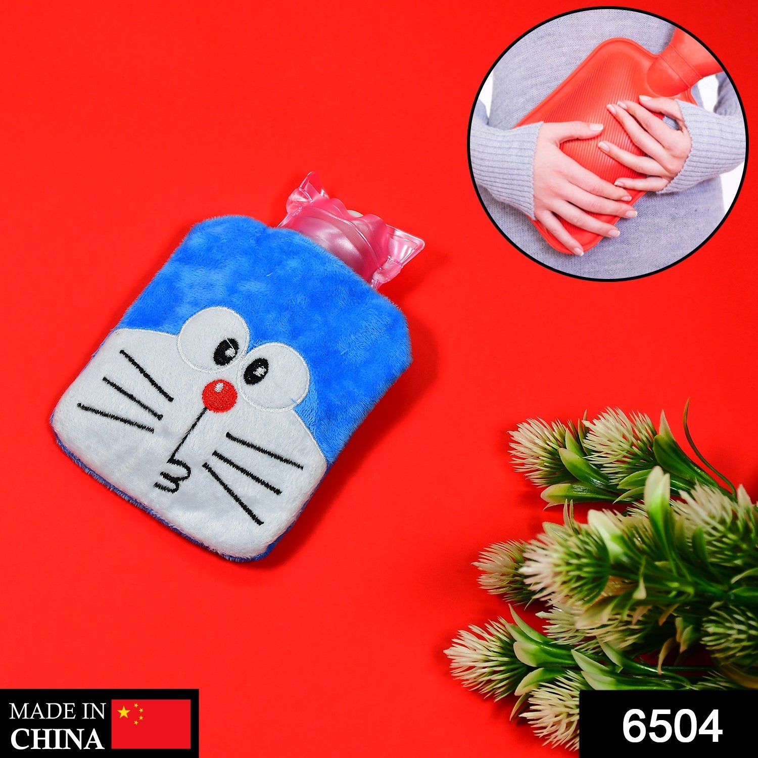 Doremon Hot Water Bag Soft Cover for Pain Relief | Velvet Wellness - Side View