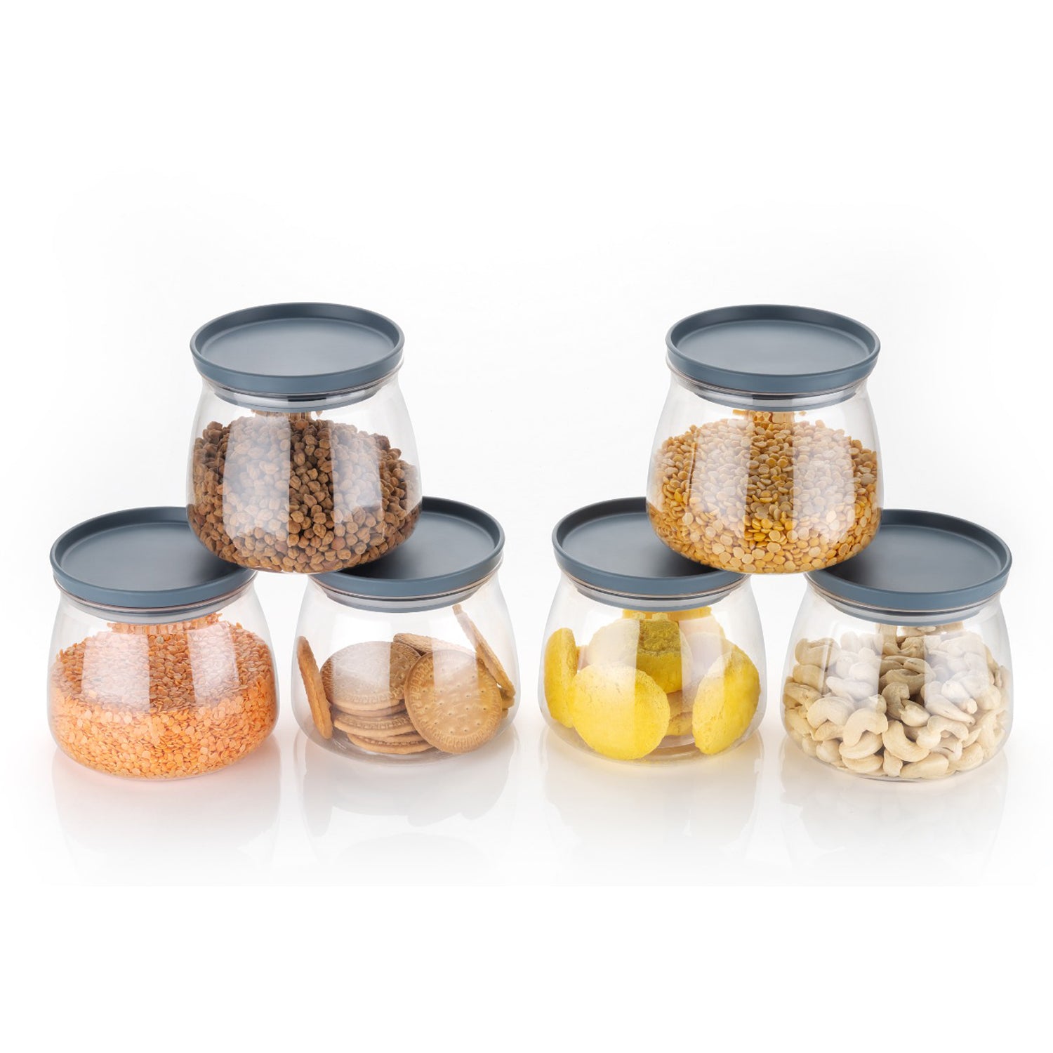 ALVENZA Airtight Storage Jars – Matka Shape, 900ml Set of 6 | Velvet Wheels