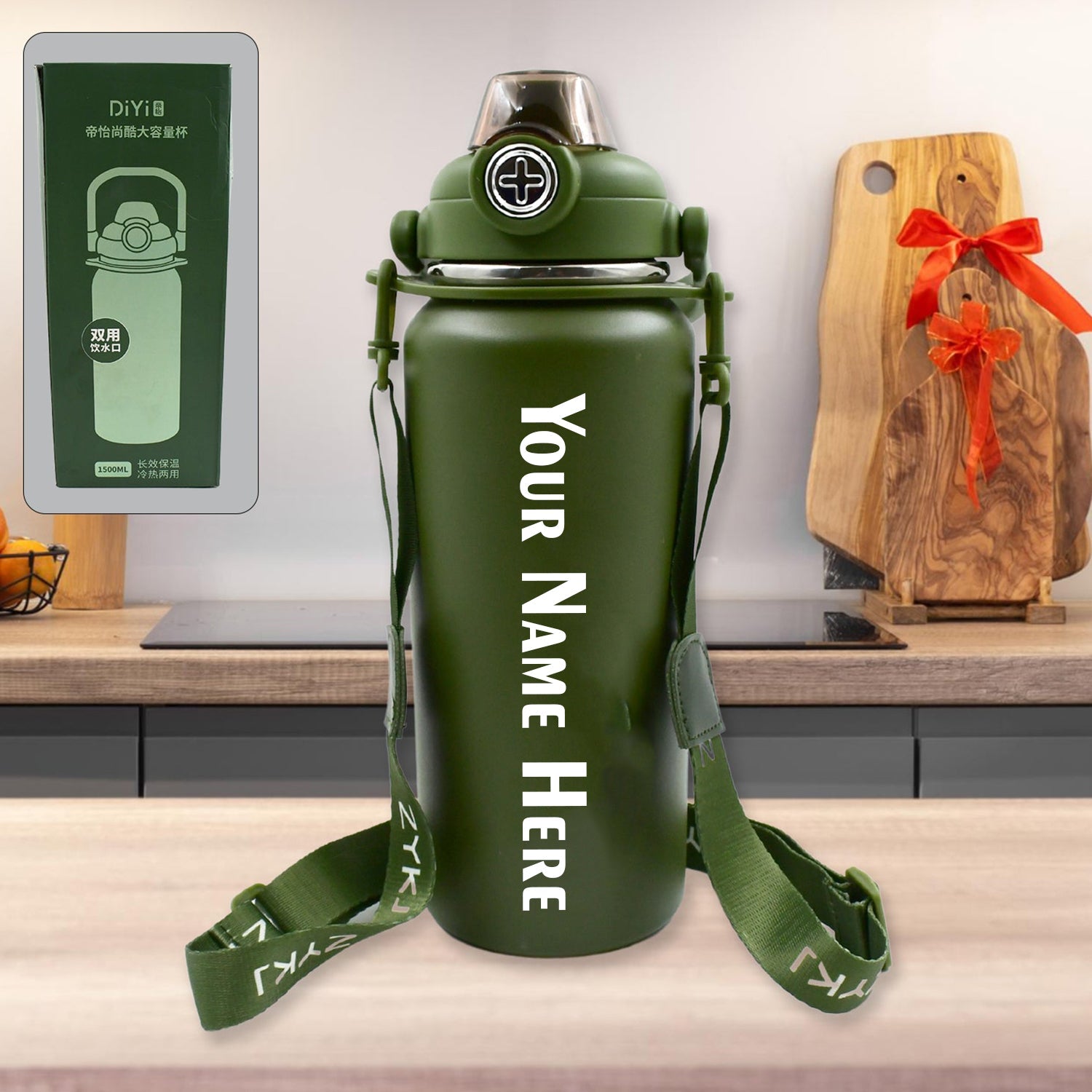 ALVENZA Personalized Stainless Steel Water Bottle 1500ml – Insulated Flask | CustomSpot