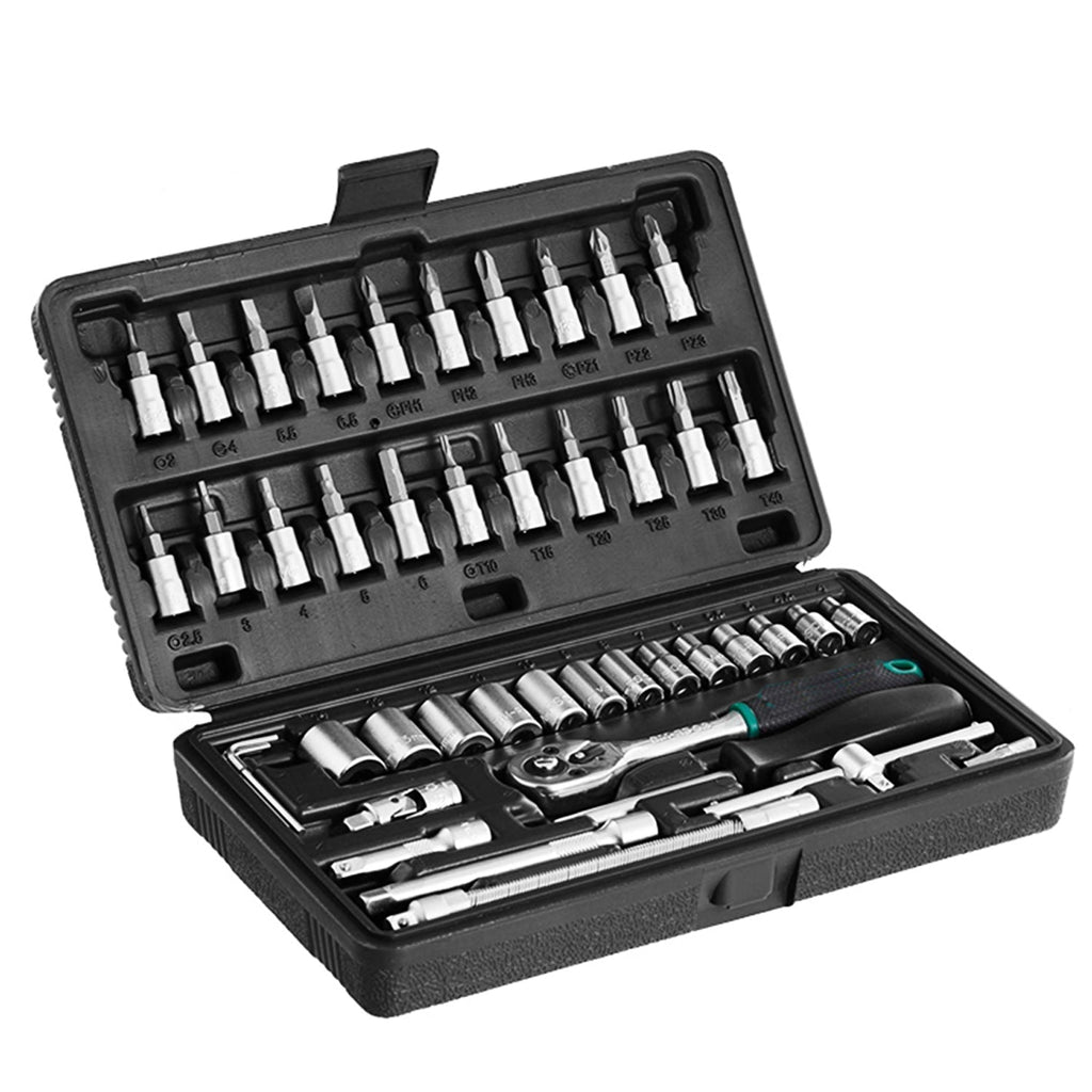 ALVENZA Socket Set – 46 Pcs 1/4" Drive Tool Kit | RaceVault