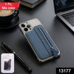 Adhesive Card Phone Holder Zipper Pocket Wallet | Mobilon - Front View