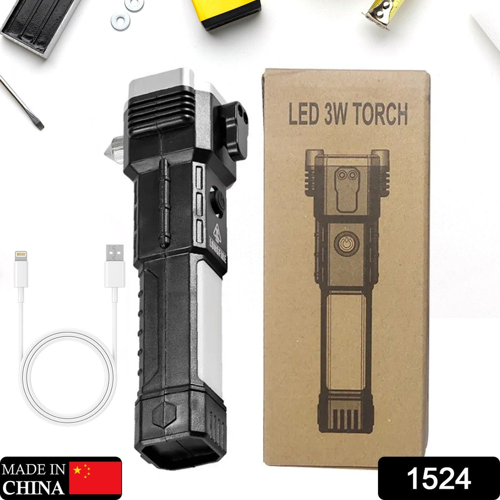 ALVENZA Rechargeable LED Torch – Emergency Hammer & Glass Cutter | Indo Glow