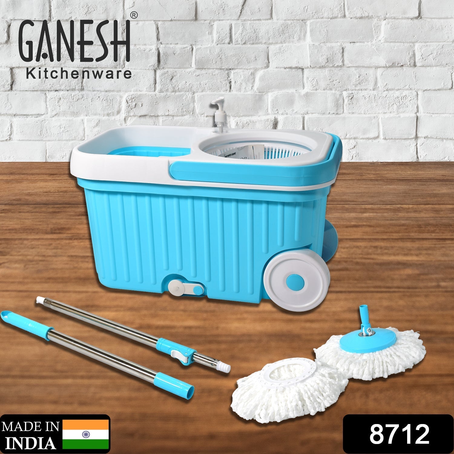 ALVENZA Spin Mop – Bigger Wheels & Auto Fold Handle | Ganesh