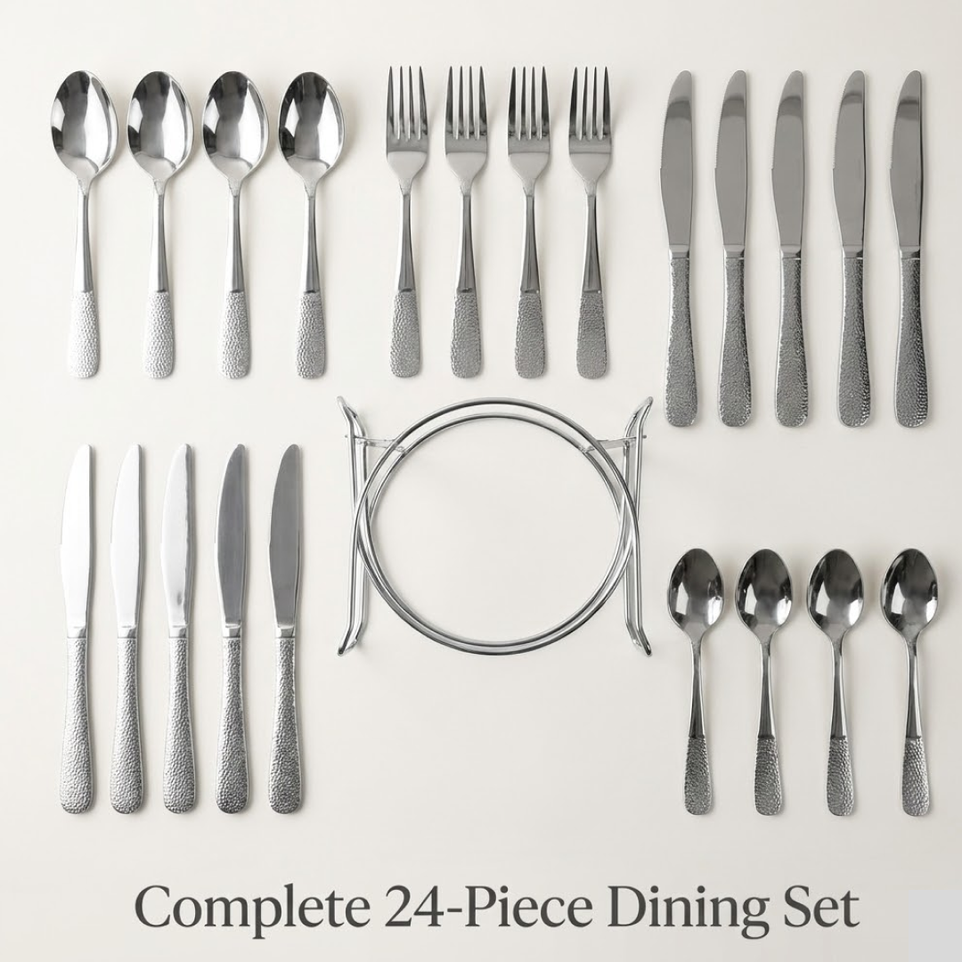 ALVENZA Stainless Steel Cutlery Set – Durable 24-Piece Dining Essentials