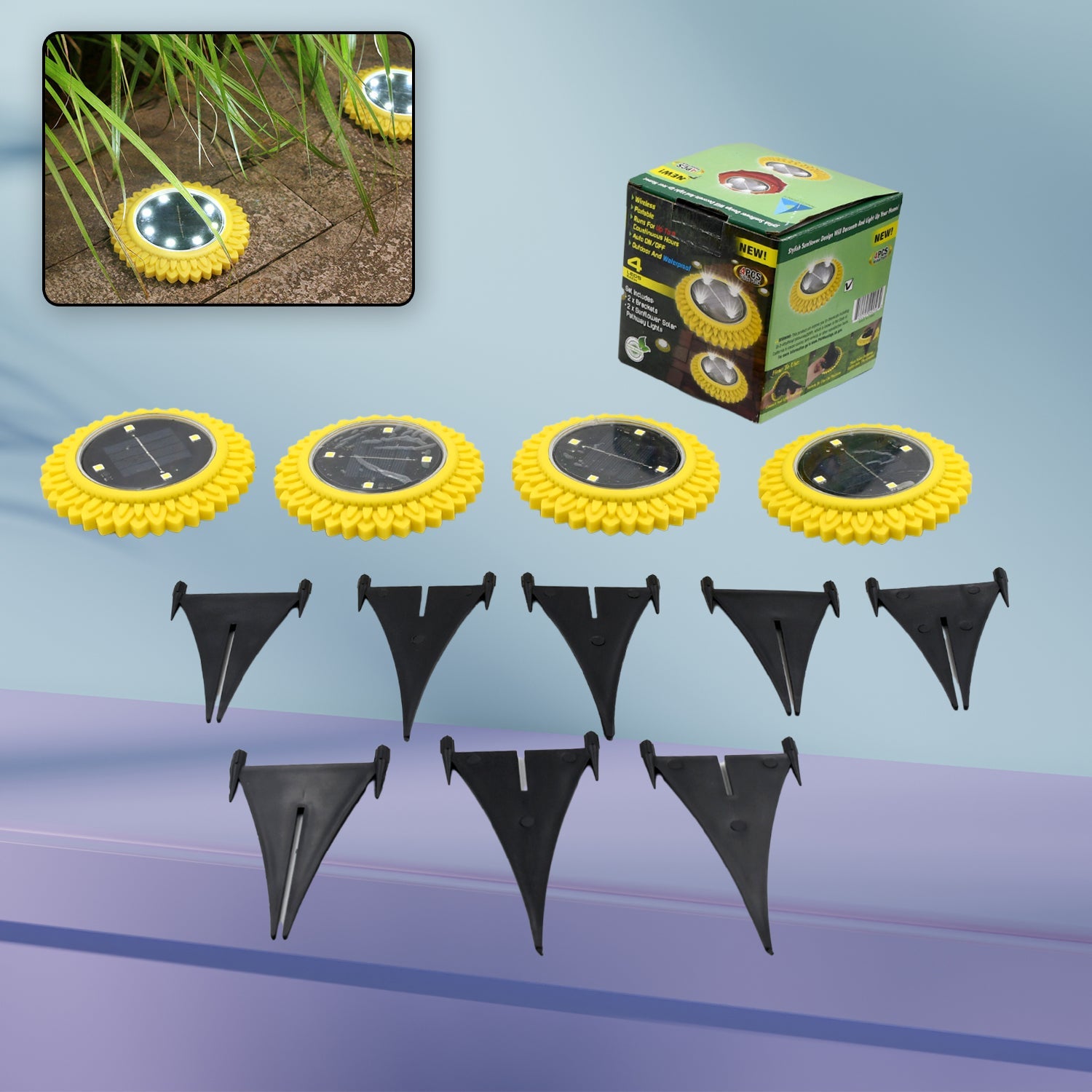 Solar Ground Lights Waterproof LED Pathway Illumination - Detail View 7