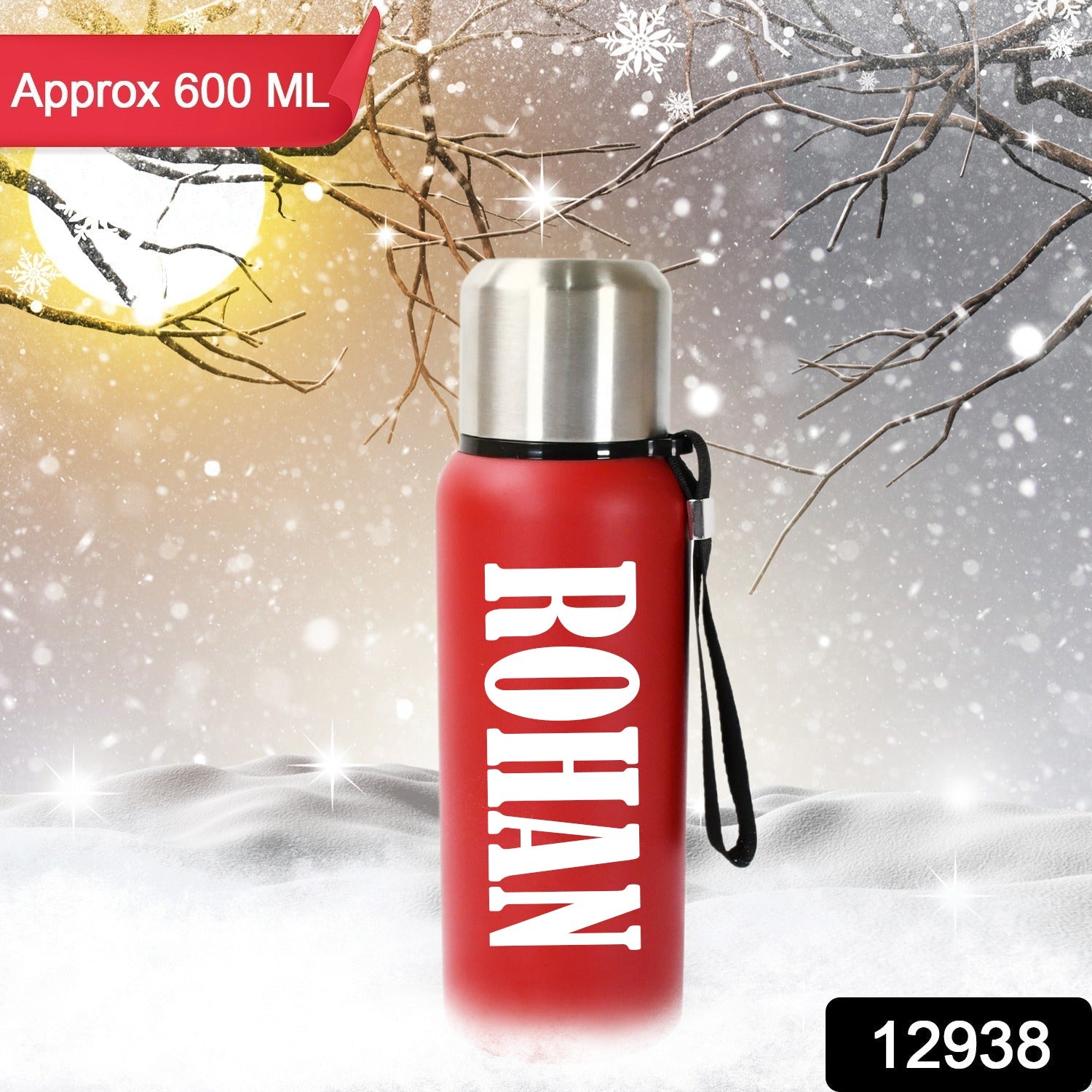 ALVENZA Personalized Stainless Steel Water Bottle – 600ml Leak-Proof Thermos | CustomSpot