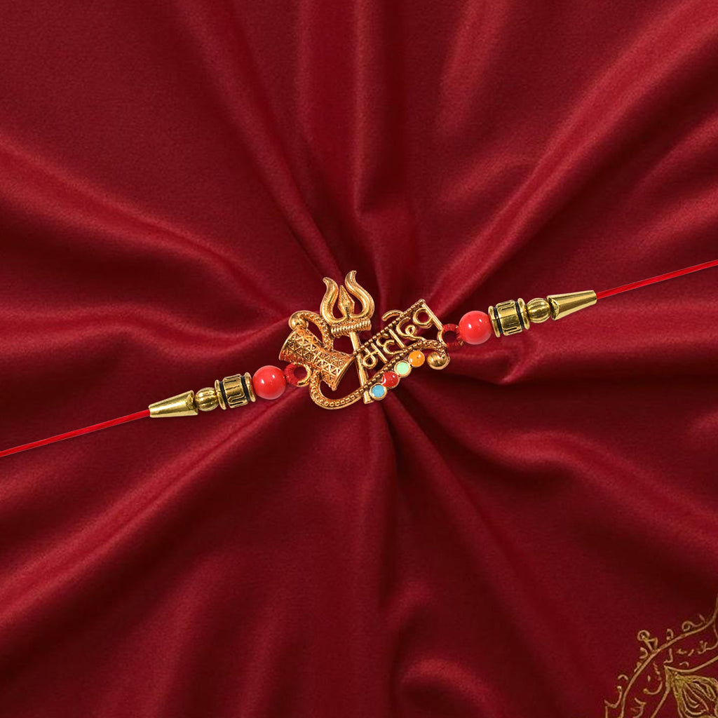 ALVENZA Shiv Rakhi Trishul Damru Design – Elegant Sibling Bond