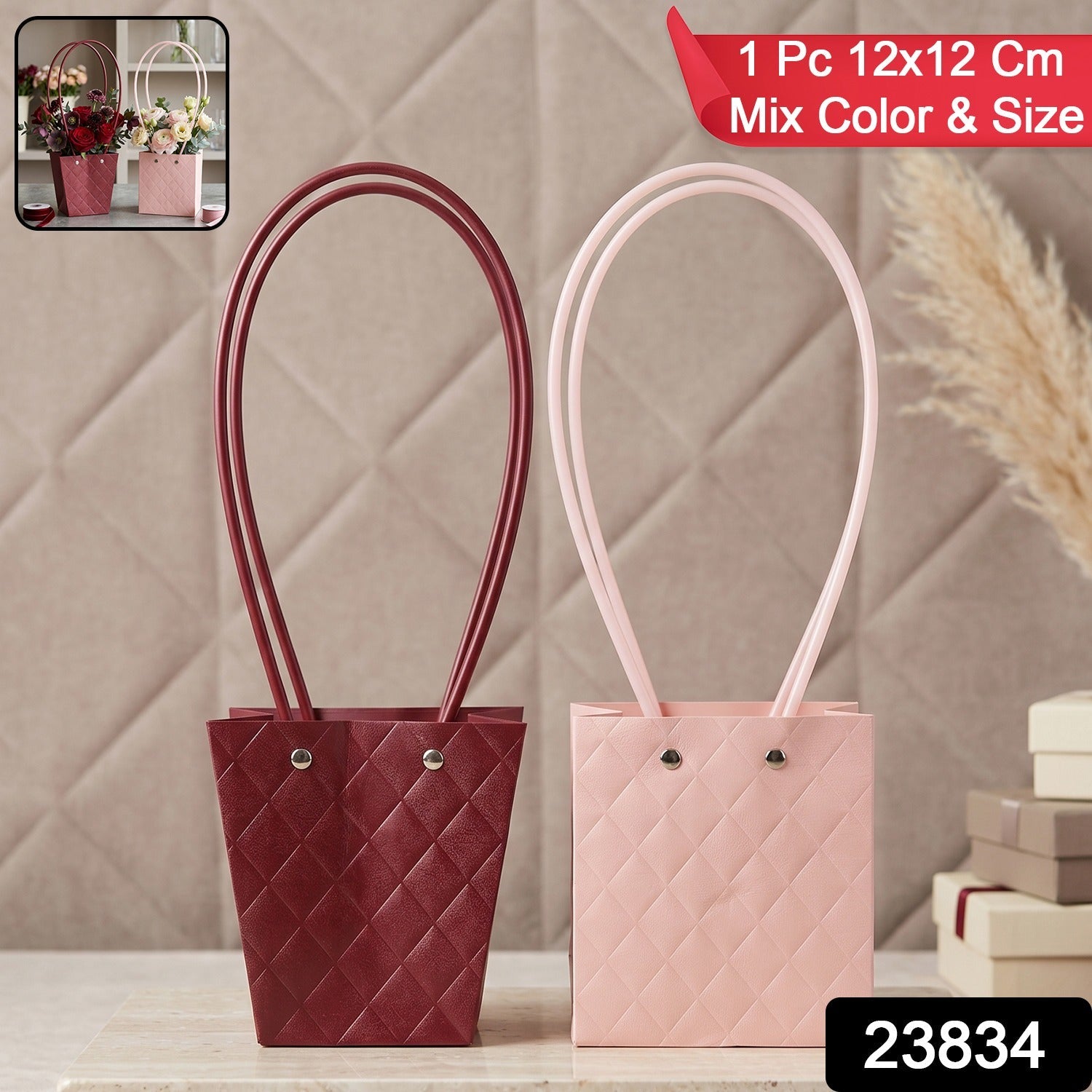 Foldable Flower Packaging Bag Elegant & Water-Resistant Design - Side View