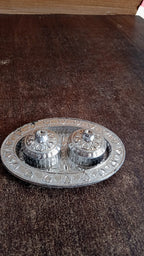 Oval Puja Thali with Kumkum Holders Traditional & Durable Design - Detail View 7
