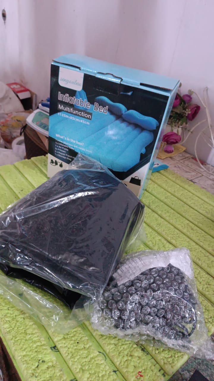 ALVENZA Inflatable Car Bed – Portable Travel Mattress Kit | Velvet Wheels, Car Sofa