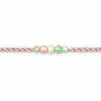 ALVENZA Pastel Pearl Bracelet Rakhi with Soft Pink Green Beads and Delicate Designer Beauty