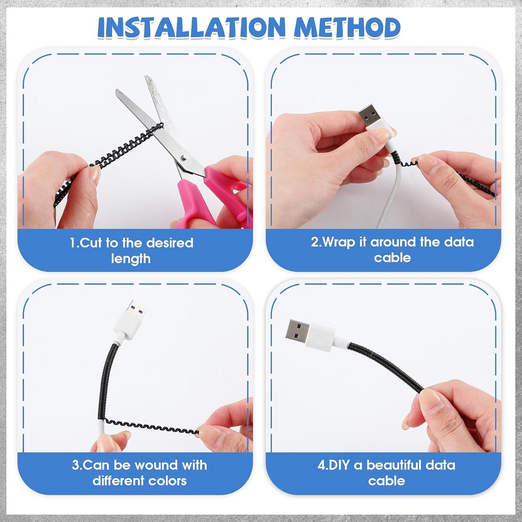ALVENZA Cable Protector – Metallic Spiral Wire Wrap | WipeTech