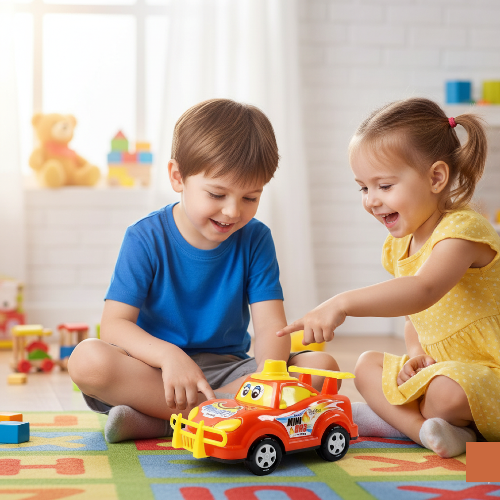 Friction-Powered Cartoon Racing Car Toy Battery-Free & Sturdy - Detail View 5
