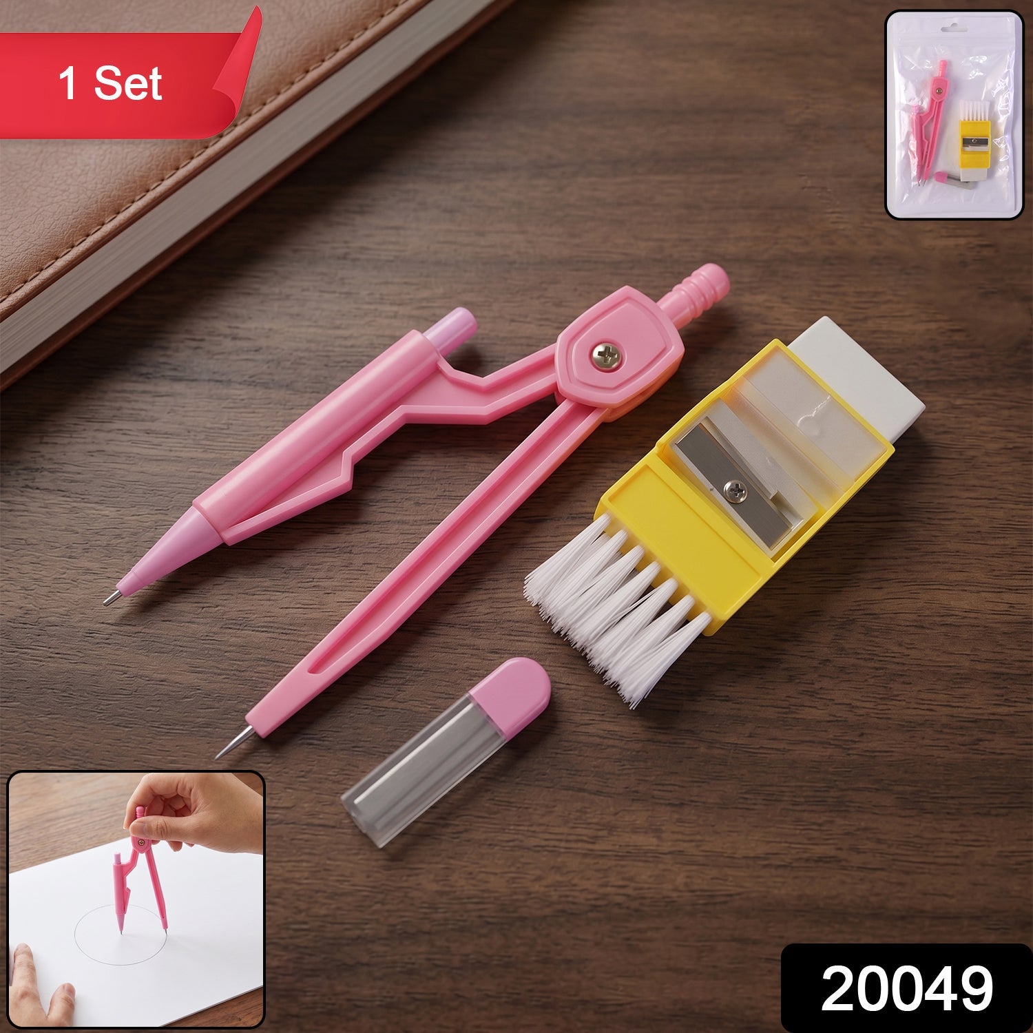 Kids Mini Stationery Set Complete Geometry Tools for School - Side View