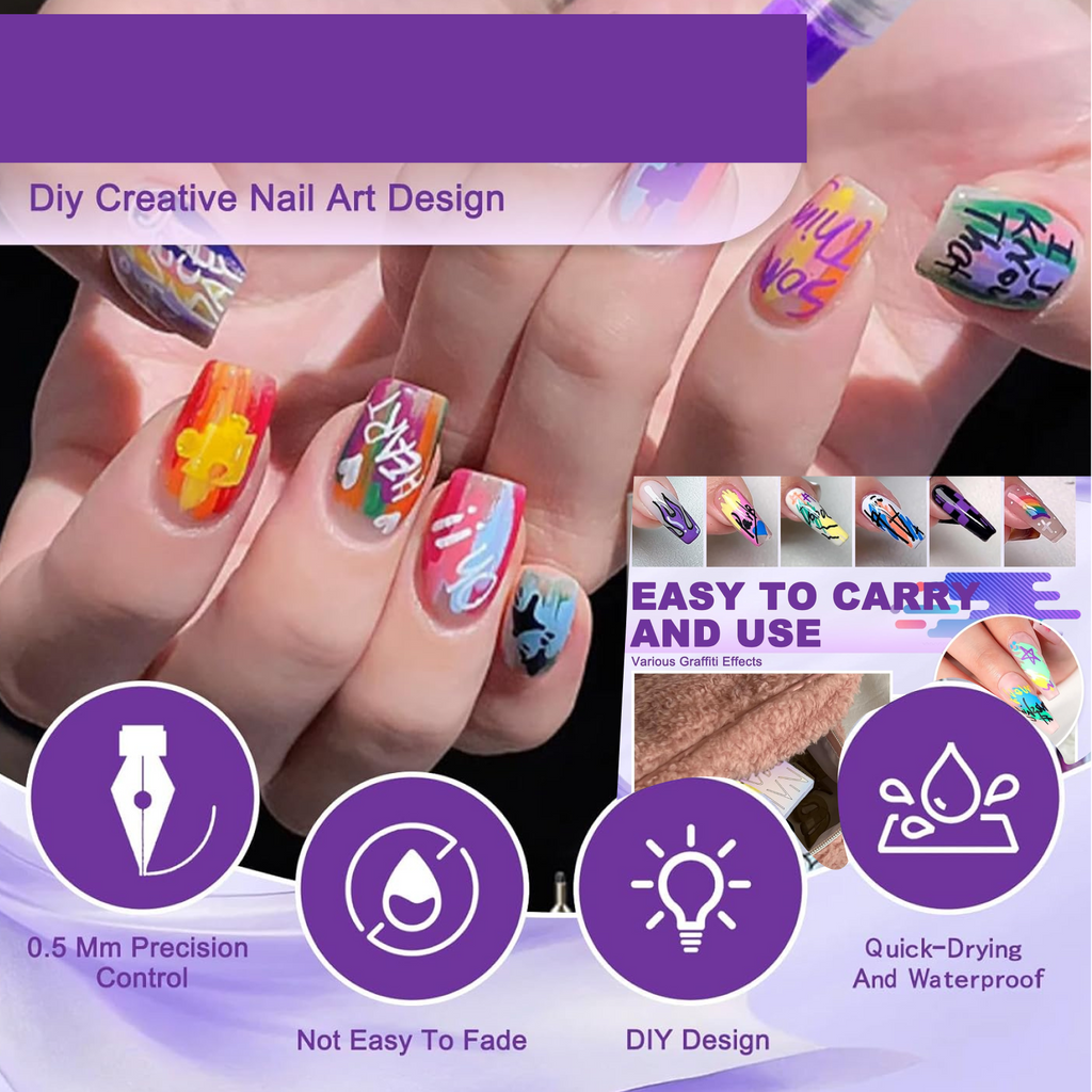 Nail Art Point Pen Set Easy Design Creation for Women - Back View