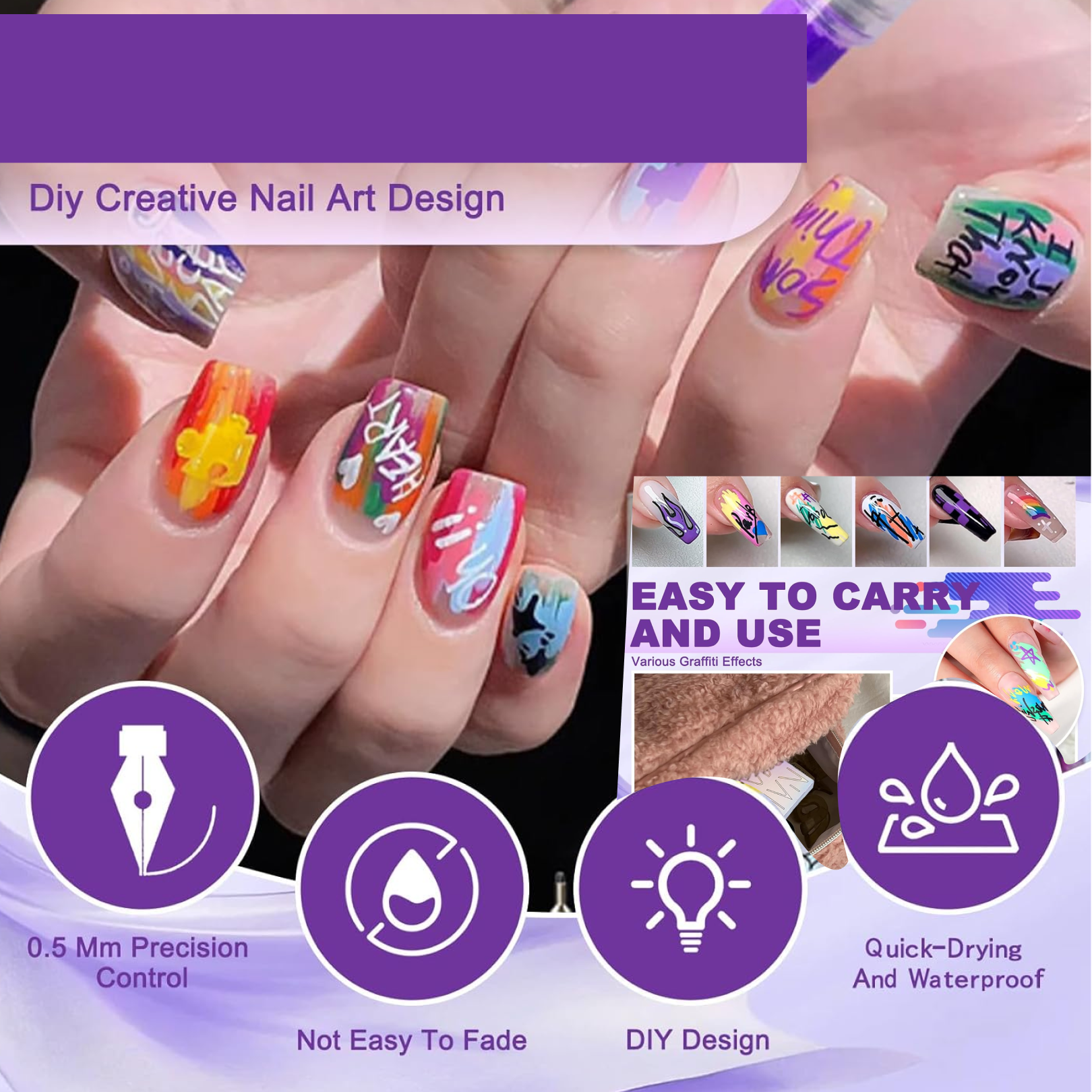 Nail Art Point Pen Set Easy Design Creation for Women - Back View