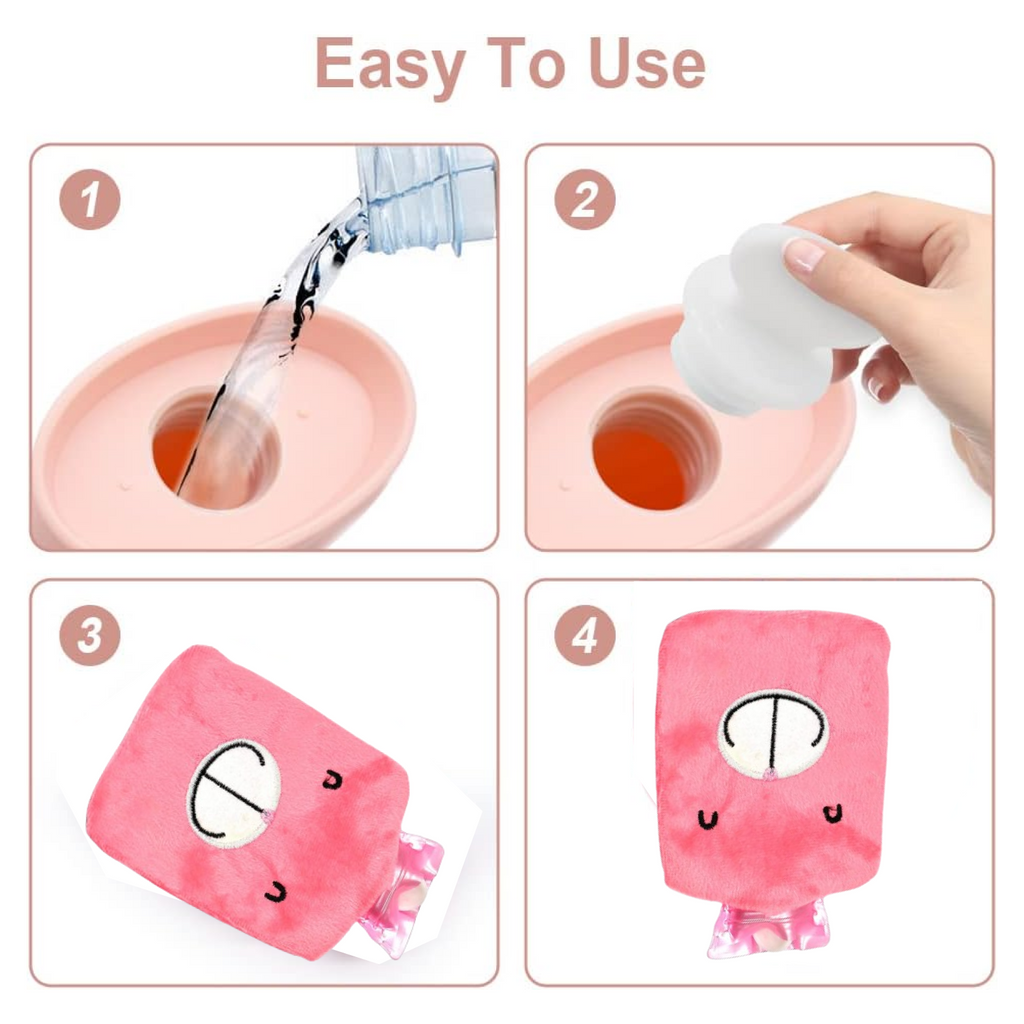 Pink Hot Water Bag Pain Relief & Warmth | Velvet Wellness - Front View