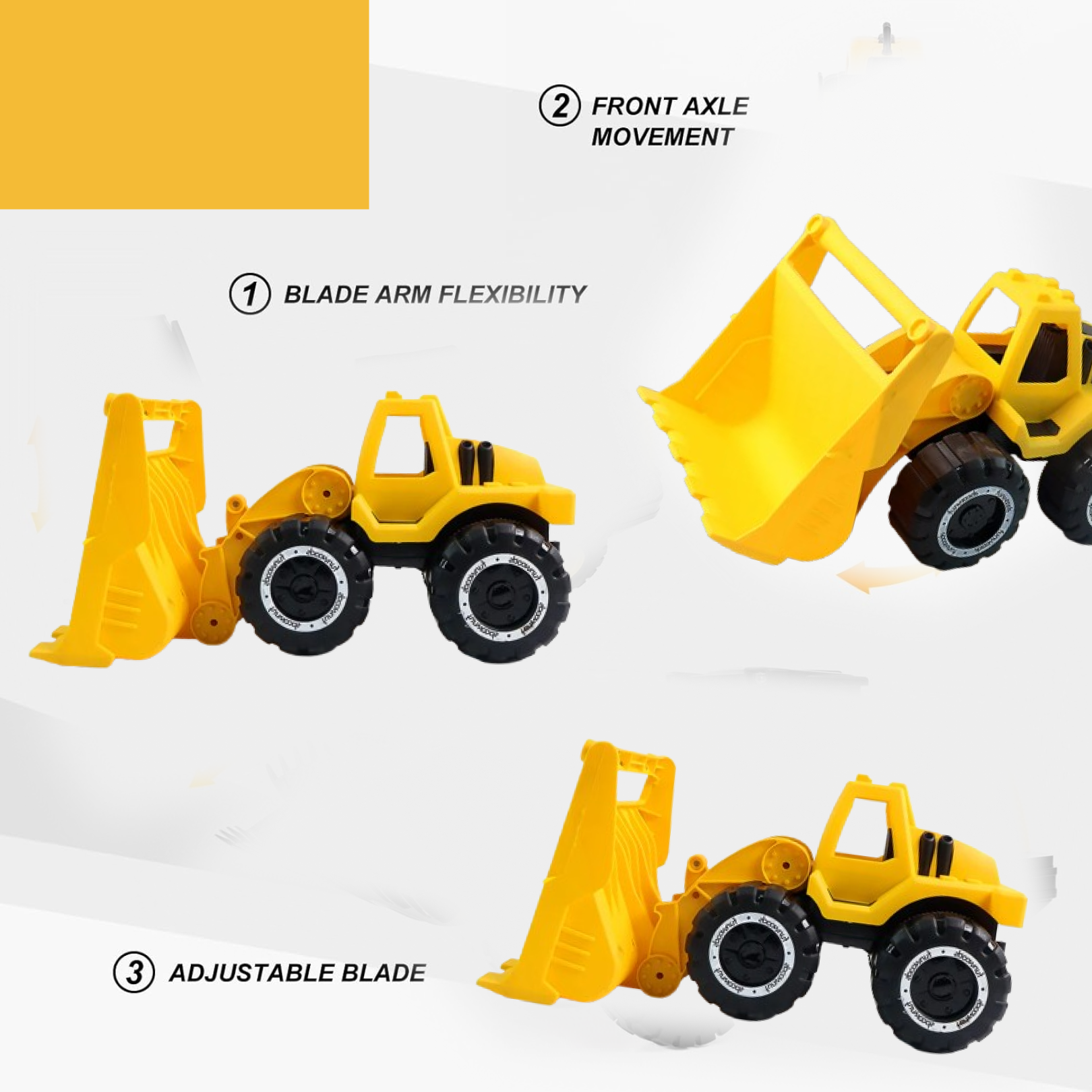 Friction-Powered Construction Toy Durable & Battery-Free Play Vehicle - Side View