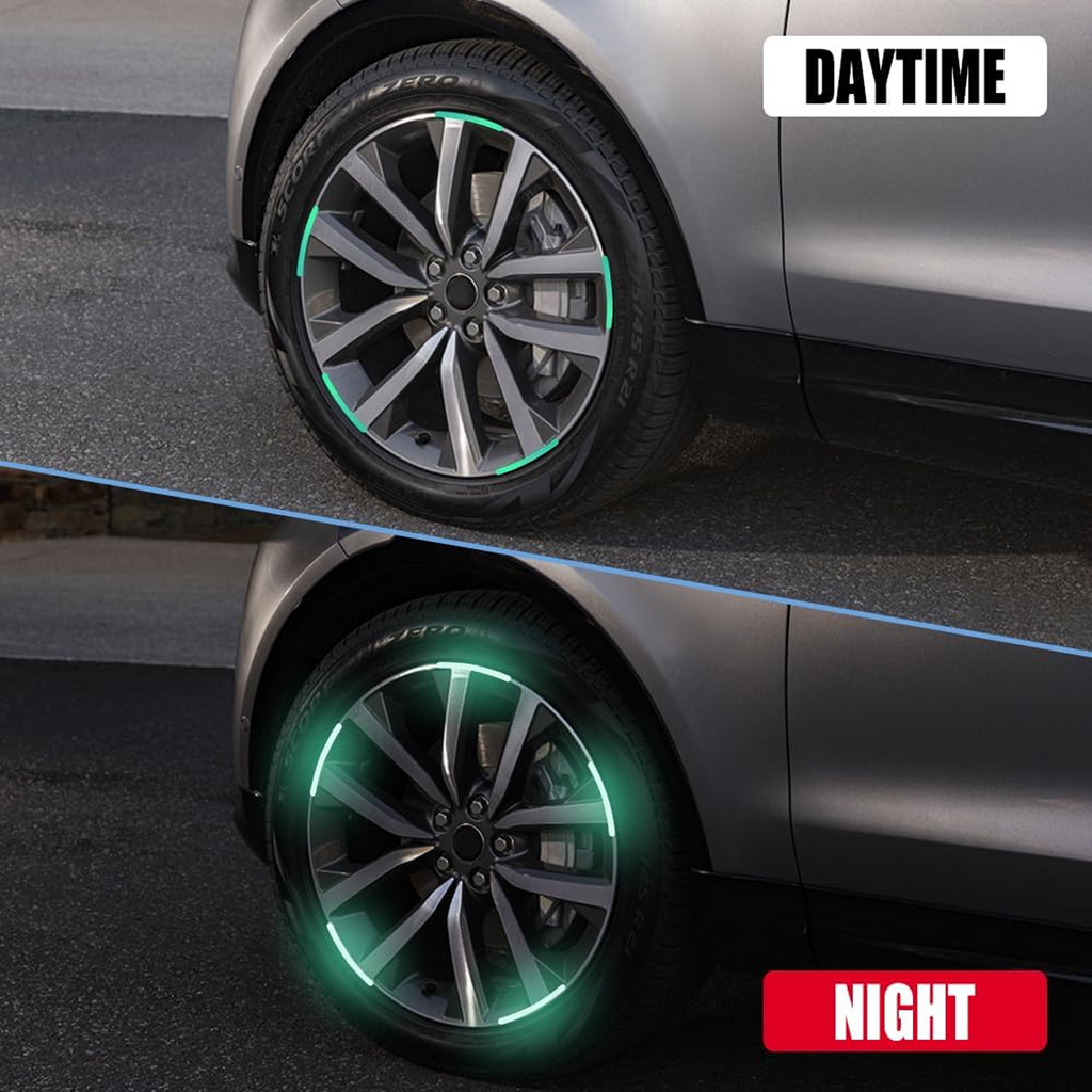 ALVENZA Reflective Car Wheel Stickers – Multicolored 20 Pcs for Night Safety | Velvet Wheels