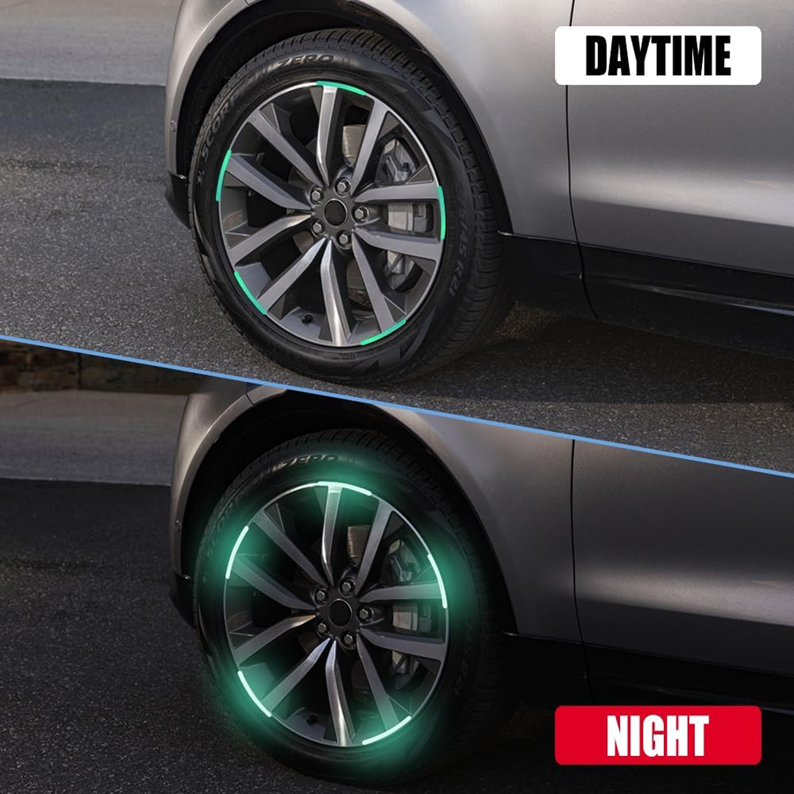 ALVENZA Reflective Car Wheel Stickers – Multicolored 20 Pcs for Night Safety | Velvet Wheels