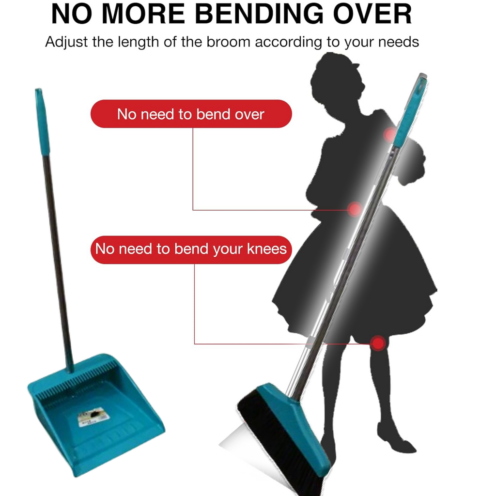 ALVENZA Long Handle Dustpan and Brush – Ergonomic Cleaning Set | VoltDesk