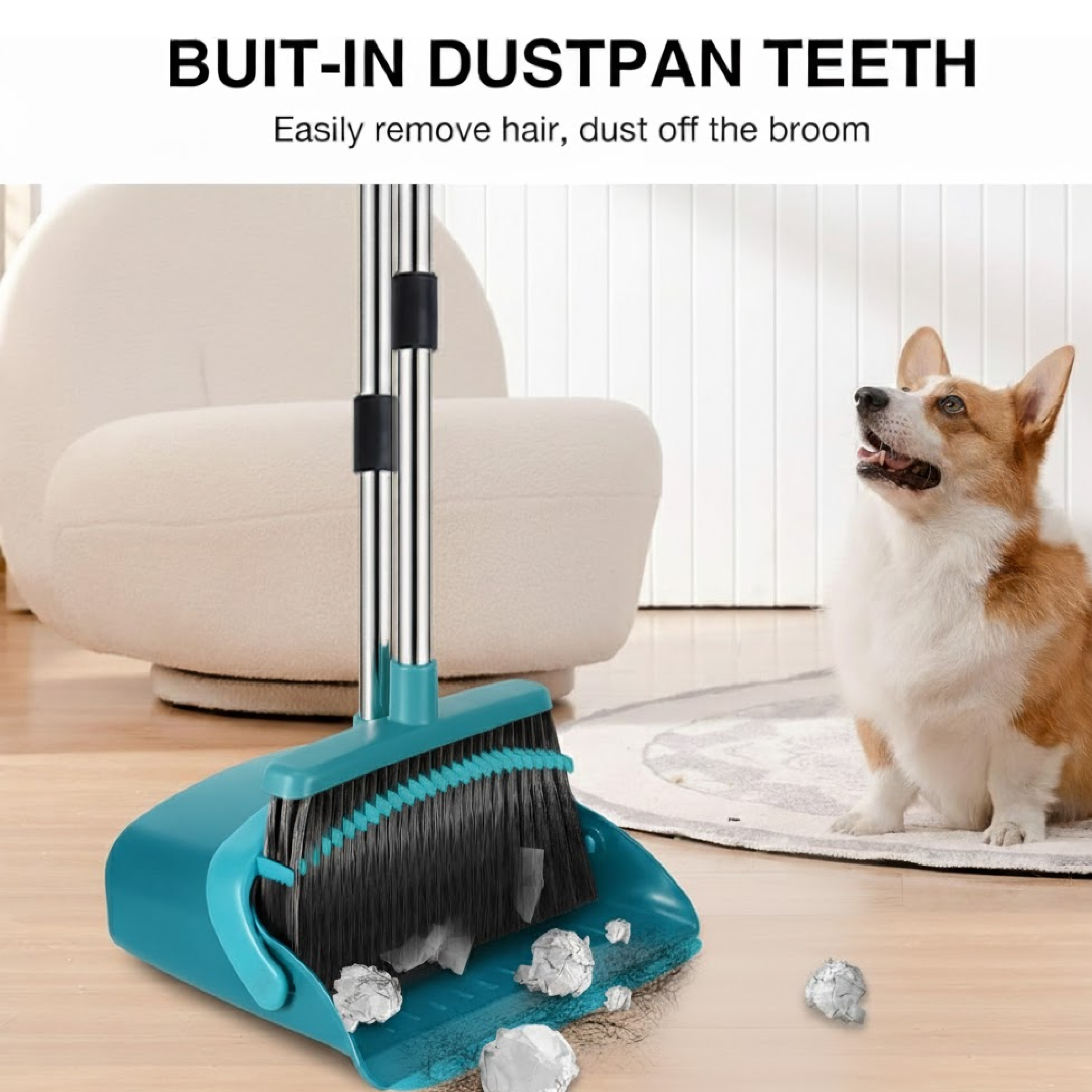 ALVENZA Long Handle Dustpan and Brush – Ergonomic Cleaning Set | VoltDesk