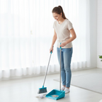 ALVENZA Long Handle Dustpan and Brush – Ergonomic Cleaning Set | VoltDesk