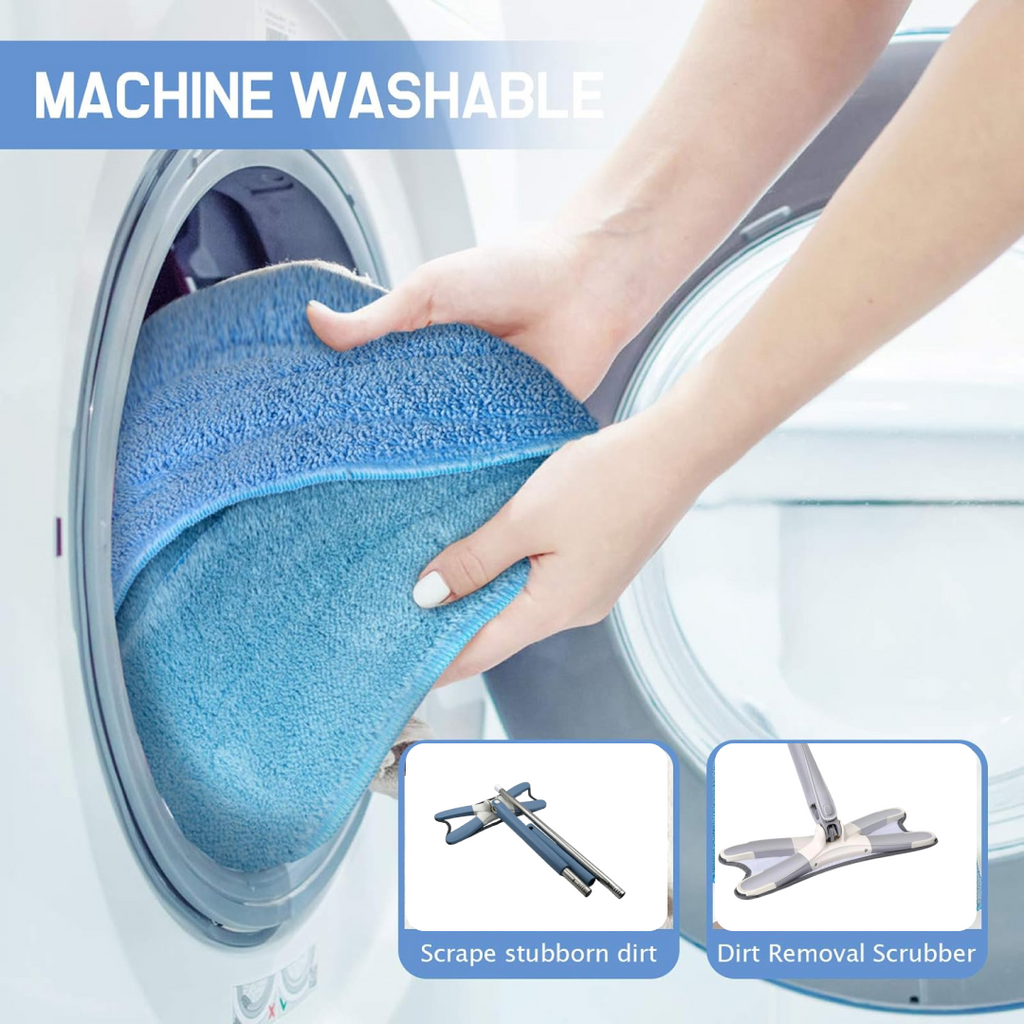 ALVENZA Flat Mop – 360° Rotating Head, Easy Squeeze | Velvet Wipe