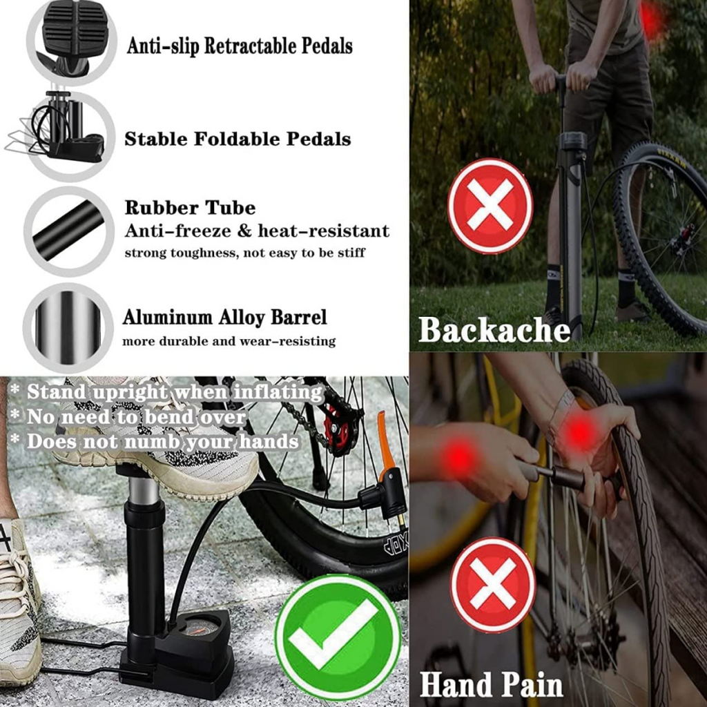ALVENZA Mini Bike Pump – Portable Foot Operated with Gauge | Safora
