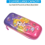 Cute Cartoon Pencil Case Durable Hard Shell with Zipper - Back View