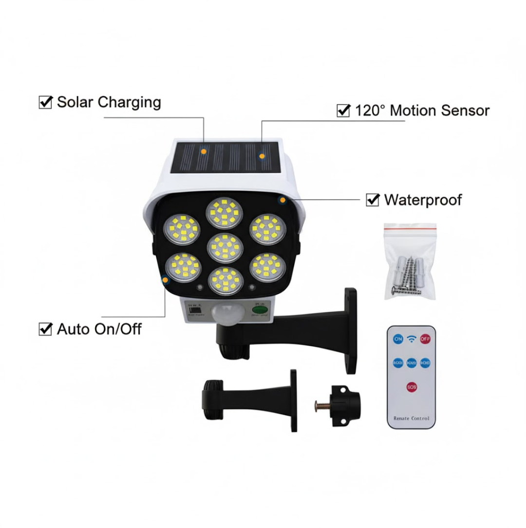 ALVENZA Solar Security Camera Light – Dummy Motion Sensor for Outdoor Safety | AutoSafeo