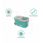 ALVENZA 360 Spin Mop with Wheels – Microfiber, Auto-Fold Handle | Ganesh