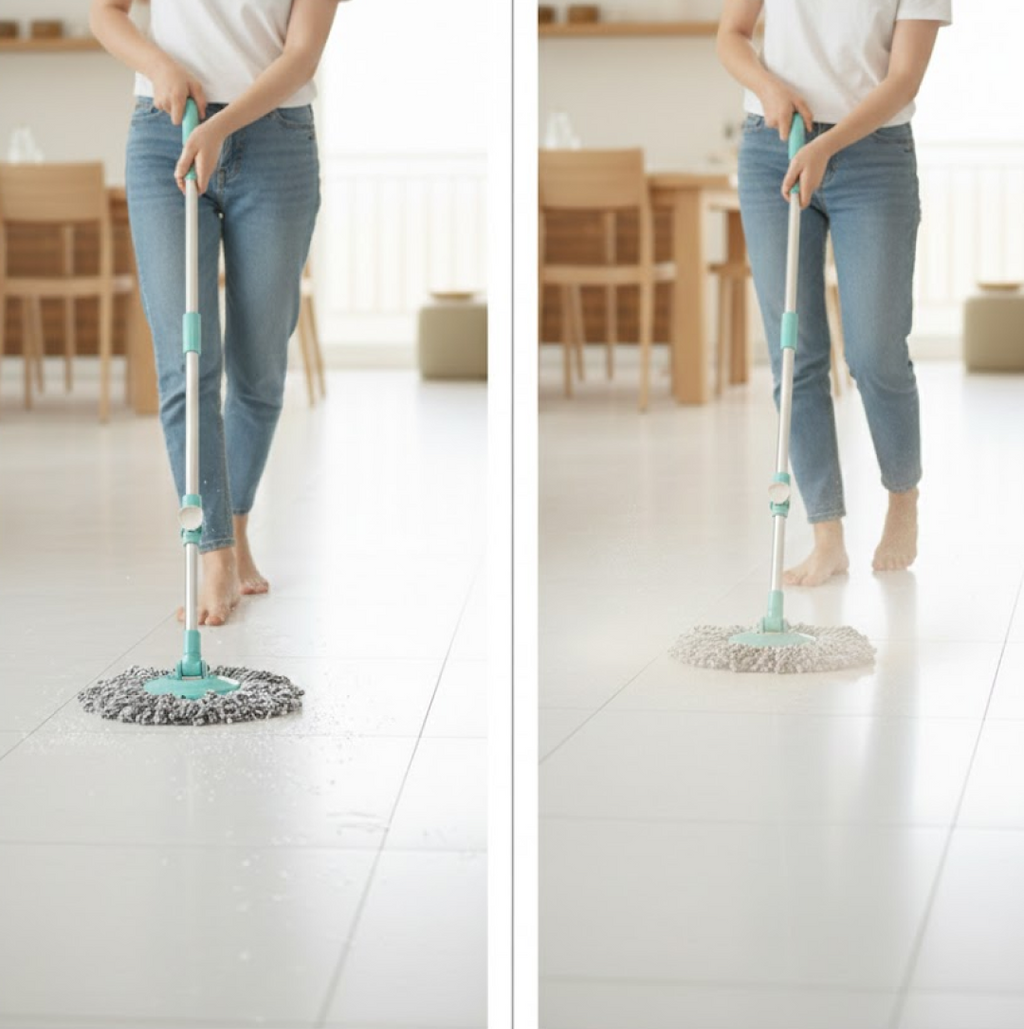 ALVENZA 360 Spin Mop with Wheels – Microfiber, Auto-Fold Handle | Ganesh