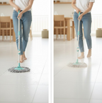 ALVENZA 360 Spin Mop with Wheels – Microfiber, Auto-Fold Handle | Ganesh