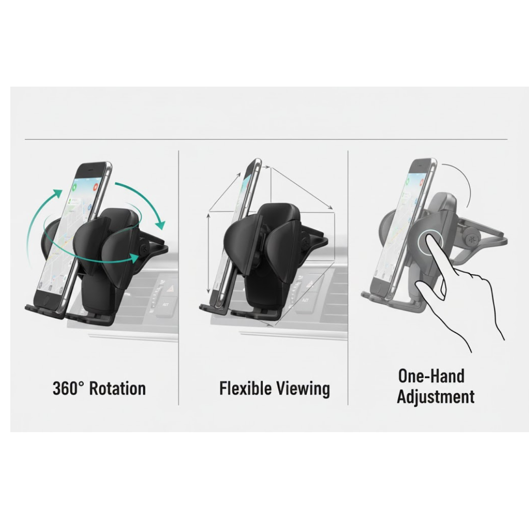 ALVENZA Car Vent Mobile Holder – Anti-Fall, 360° Rotation | PHOBIA