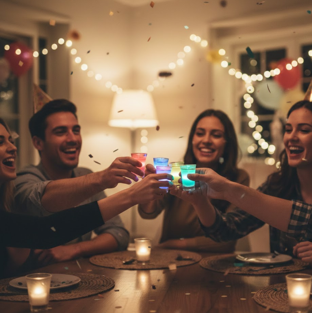 ALVENZA LED Light-Up Shot Glass Set – Vibrant Party Drinkware 24 Pc