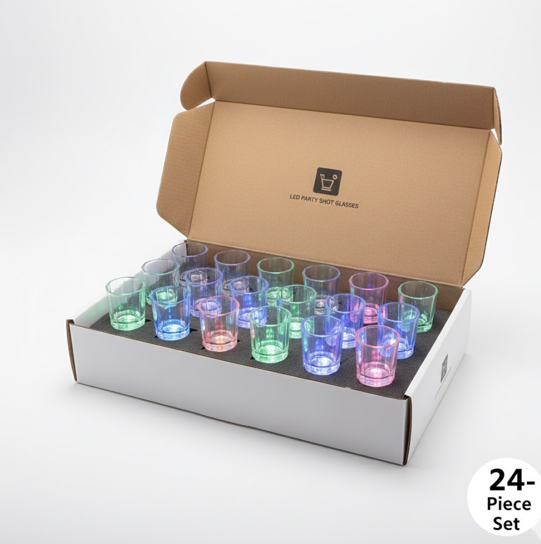 ALVENZA LED Light-Up Shot Glass Set – Vibrant Party Drinkware 24 Pc