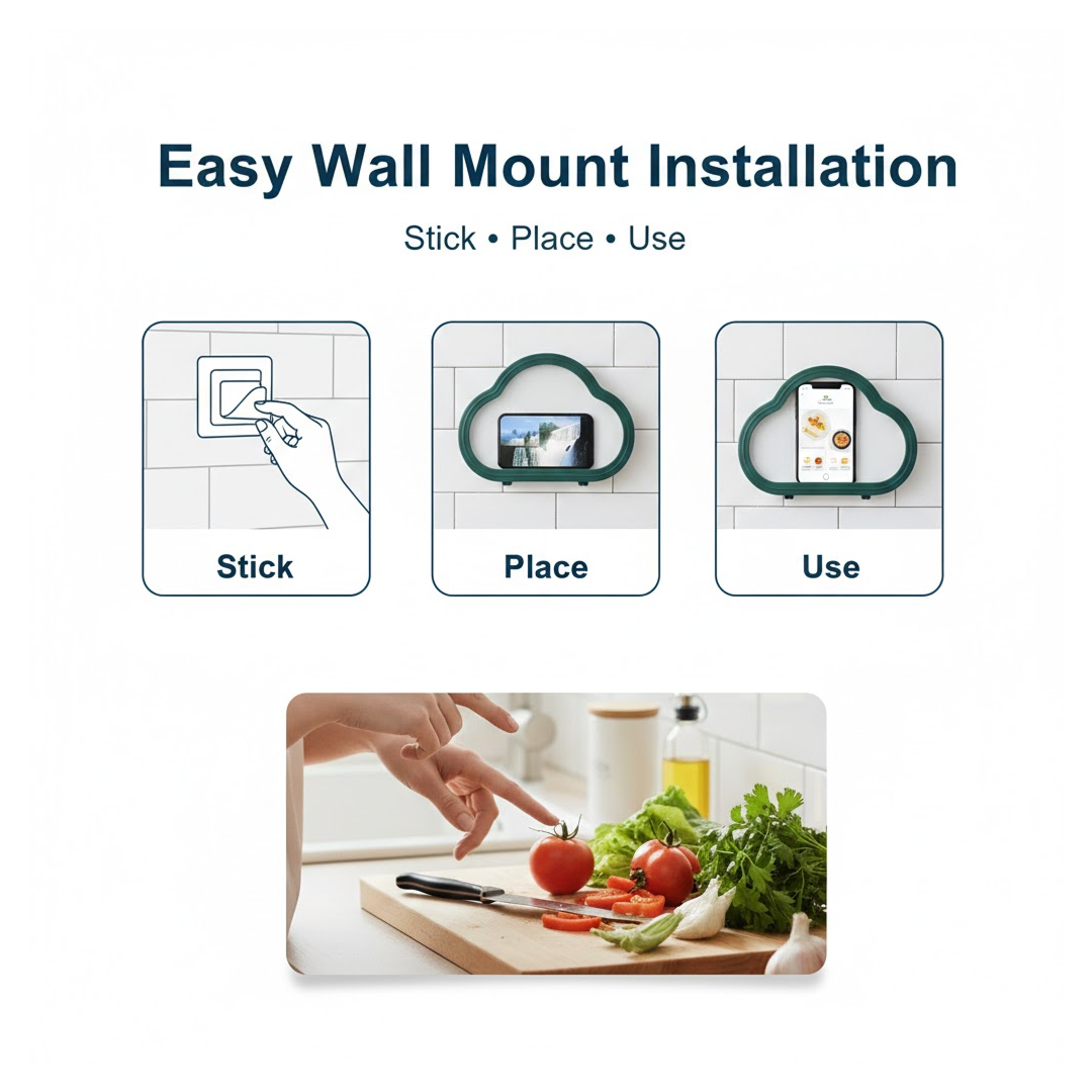 ALVENZA Waterproof Phone Holder – Wall Mount for Shower & Kitchen | Phonixio