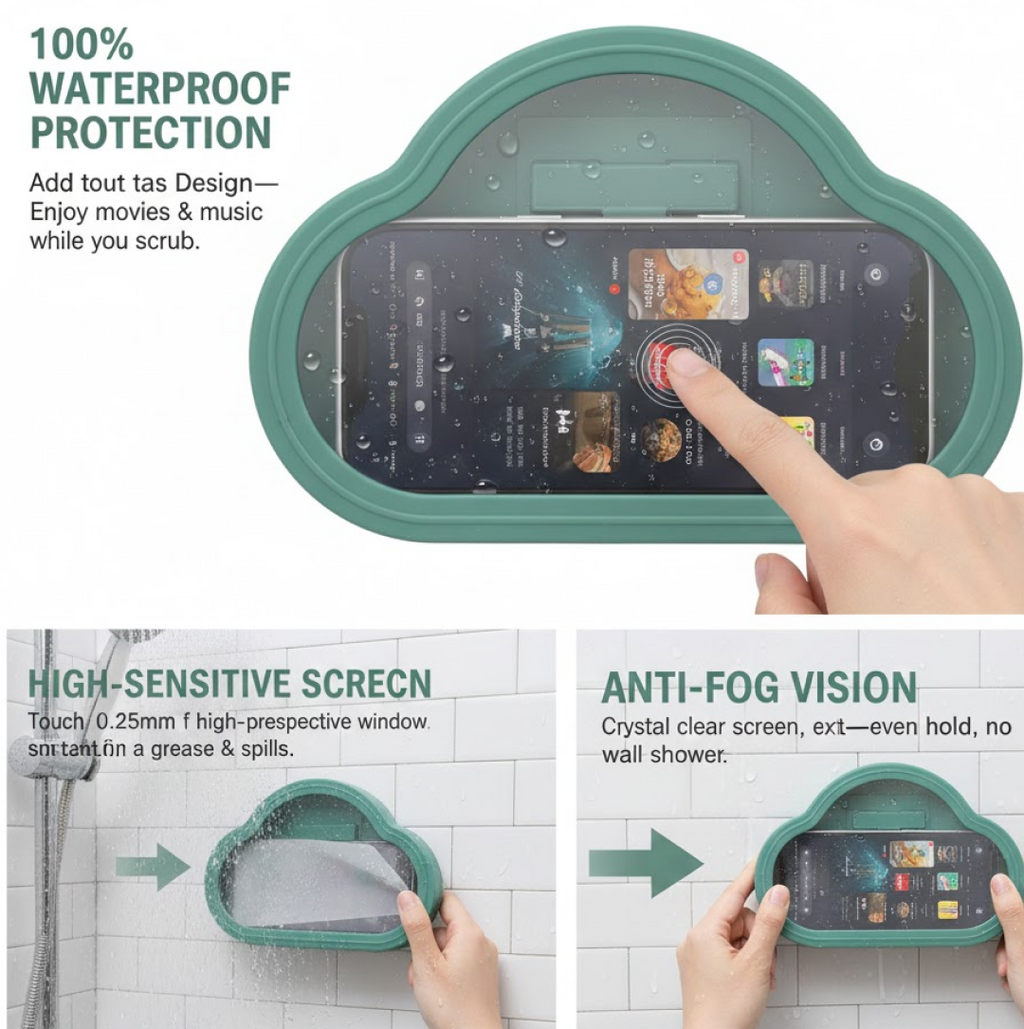 ALVENZA Waterproof Mobile Stand – 360° Rotation & Shower Mount | PHOBIA