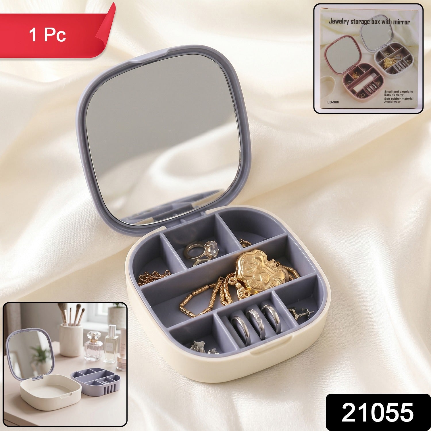 Plastic Jewelry Storage Box Compact & Travel-Friendly Organizer - Front View