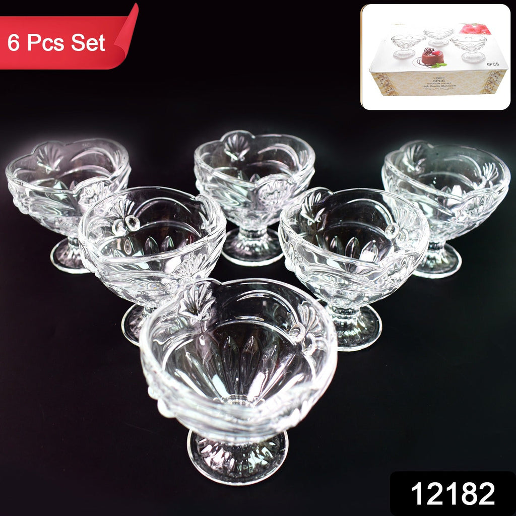ALVENZA Glass Ice Cream Cups – Elegant Dessert Serving Set (6 Pcs) | Styleva