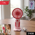 Mini Handheld Rechargeable USB Fan Portable & Detachable Stand - Side View