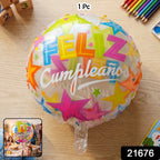 Colorful Feliz Cumpleaos Foil Balloon Bright Birthday Decoration - Side View